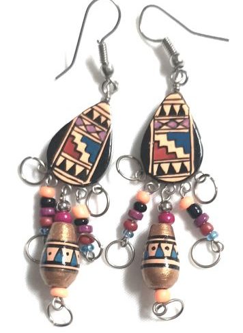 Alternative view of Boucles d'oreilles peinturées sur bois (Choix Couleurs)