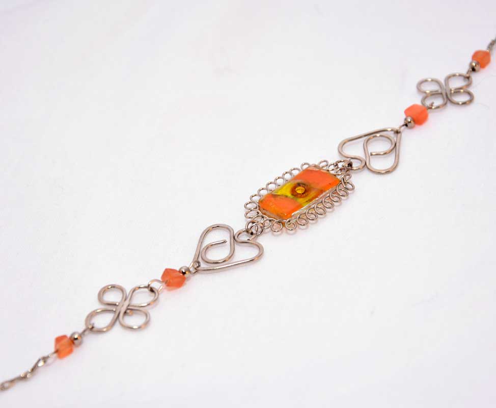 bracelet molten glass orange