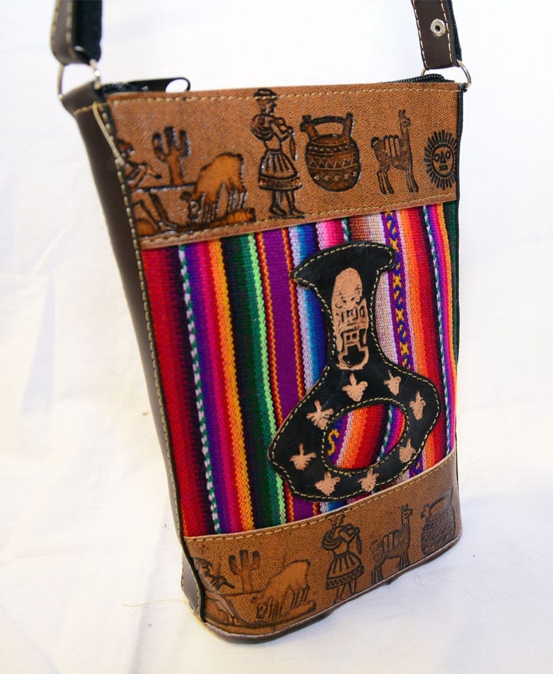 Peruvian handbag leather multicolor