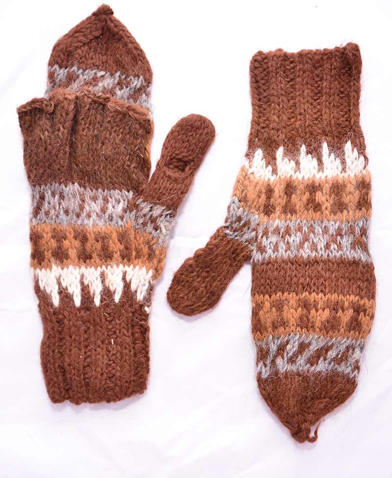 Alpaca mittens for women - Brown