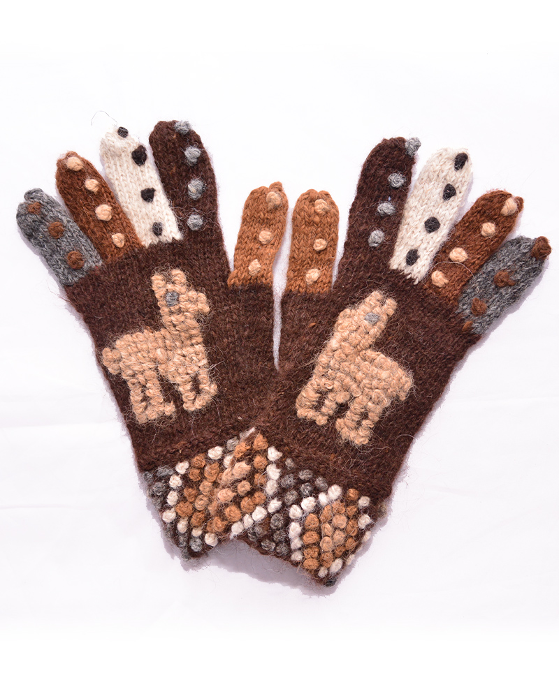 gants alpaga Pérou brun