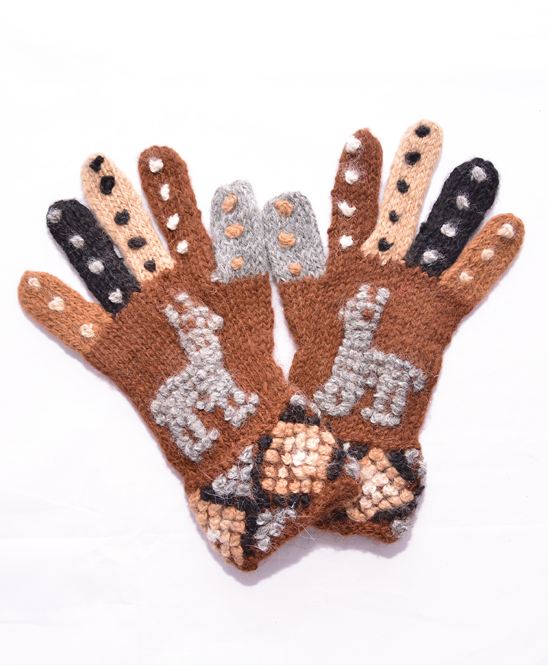 gants alpaga Pérou brun gris