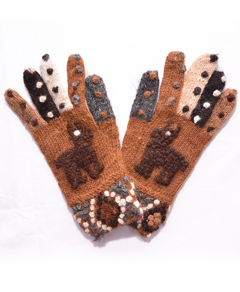 gant alpaga Pérou brun clair brun