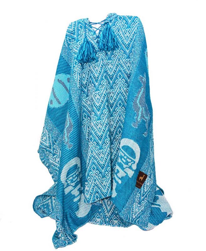 poncho péruvien bleu
