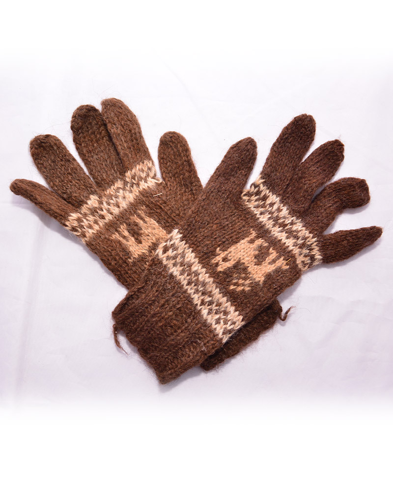 gants alpaga 100% brun