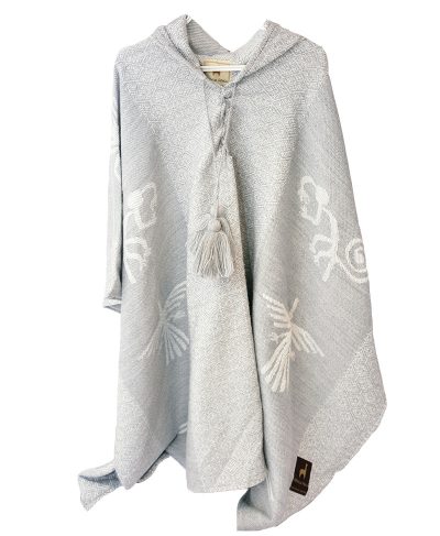 Poncho péruvien alpaga nazca gris 2