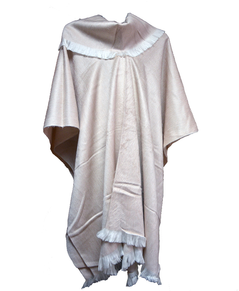 Equator poncho with collar white