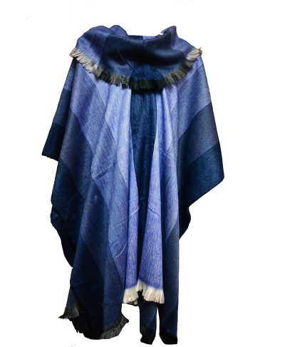 Poncho équateur collet bleu